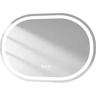 Emke Oval Spiegel 80 x 60 cm Badspiegel mit Beschlagfrei Badezimmerspiegel 3 Dimmbare Lichtfarben