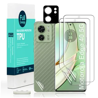 Ibywind Schutzfolie für Motorola Edge 40 5G(6.55 Zoll),mit 2 Stück flexibler TPU-Folie,mit 1 Stück Metall-Kameraschutz[99,9% HD klar,Case-Friendly,keine Blasen]