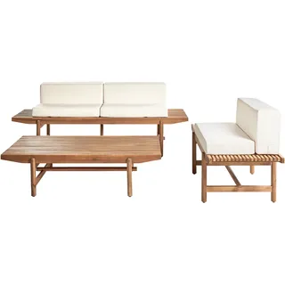 Beliani Lounge-Set, Hellbraun, Weiß Holz, Loungemöbel, Loungemöbel-Sets