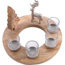 Bild Teelichthalter »Weihnachtsdeko, Adventsleuchter«, (1 St.), aus Mangoholz, für vier Teelichter, goldfarben