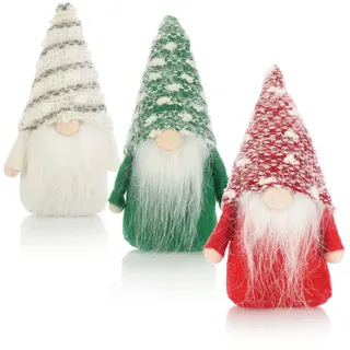 com-four® 3X Premium Weihnachts-Wichtel 14cm - Weihnachtsdeko - winterliche Zwergen-Figur - Dekoartikel - skandinavische Deko-Trolle - schwedischer Gnom mit Bart und Wintermütze