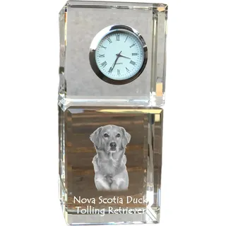 Nova Scotia Duck Tolling Retriever, Toller - Kristalluhr mit Foto, Hundebild im Kristall, personalisierte Schreibtischuhr von Art-Dog.