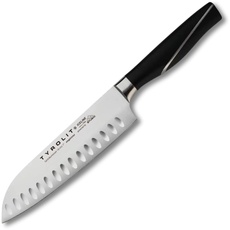 Tyrolit LIFE Santoku Messer mit Kullenschliff - 18 cm Edelstahlklinge - extrem scharfes Küchenmesser für Fisch, Fleisch, Obst und Gemüse - Made in Tirol