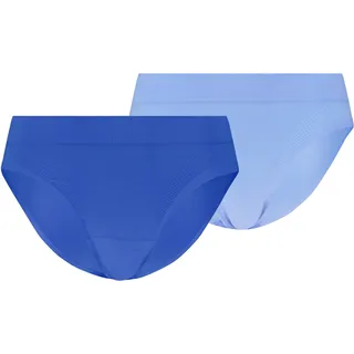 Slip PUMA "PUMA WOMEN 3D KNIT SPORT BRIEFS 2P", Damen, Gr. M, blau, Obermaterial: 87% Polyamid, 13% Elasthan, körpernah, Unterhosen Slip, nahtlose Ränder für eine unsichtbare Passform