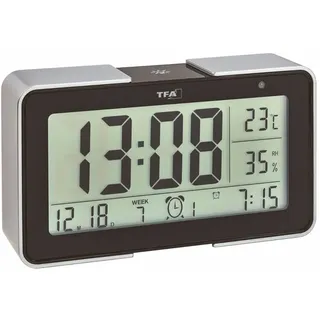 TFA Dostmann 60.2540 Funkwecker Melody mit verschiedenen Wecktönen (schwarz mit Batterien)