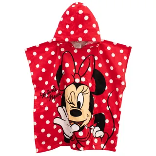 Disney Mädchen Minnie Mouse Handtuch Kinder mit Kapuze Poncho für Bad Schwimmen oder Strand rot Einheitsgröße