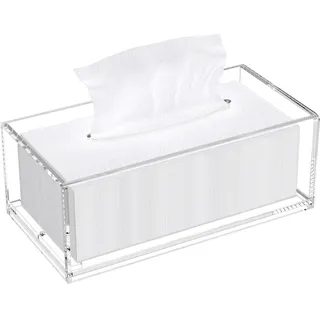 AITEE Acryl Kosmetiktücherbox: 25×13×9 cm Klarer Tücherbox mit Magnetabdeckung für Esszimmer Badezimmer Schlafzimmer Büro Couchtisch Auto