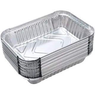 LATRAT 25 Stück Alu-Tropfschalen, Grillschalen Einweg Aluschalen ohne Deckel für Reste, Grill, Kuchen, Obst und Gemüse, 21.6 * 14.7 * 3.5CM