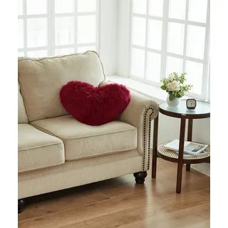 Jenny Sesal -Fluffy Kissen in Herzform aus Kunstfell, gefüllt, erhältlich (Bordeaux)