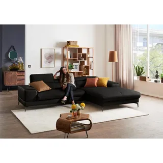 W.Schillig Eckcouch Leder 3-Sitzer Schwarz
