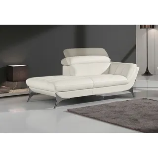 Recamiere EGOITALIANO "Sueli, extravagantes Design und erstklassiger Sitzkomfort", blau (ice), B:180cm H:100cm T:110cm, Leder »NUVOLE« (Echtes Rindsleder). Halbnatürliches, halbnarbiges Rindsleder mit einer natürlichen Körnung von 1, 2 bis 1, 4 mm. Dieses Leder hat eine weiche, wachsartige Hand mit mattem Aussehen und einem Wolkeneffekt. Es handelt sich um ein Naturleder, das die ursprünglichen Eigenschaften der Lederhäute nicht verändert. Das Vorhandensein von verheilten Narben, Körnungsunterschiede,