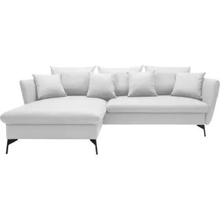 OTTO home Ecksofa »LIVORNO,258 cm, L-Form,« Schlaffunktion u. Bettkasten (139/224cm), Samt, Struktur, Webstoff, beige