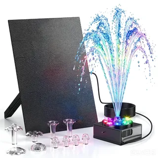 Forever Speed Solarbrunnen für Draussen mit akku mit LED 8W, Solar Springbrunnen für Aaußen für Teich, Garten,Vogel Bad, Teichpumpe Solar Springbrunnen Max Wassersprühhöhe 100L/H