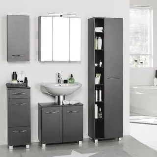 Badmöbel Set BERGAMO-03, graphitgrau, B x H x T ca.: 175 x 200 x 35cm - Grau