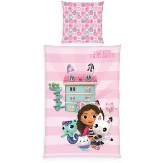 Herding Gabby's Dollhouse Wende-Motiv Rosa 135 x 200 cm + 80 x 80 cm