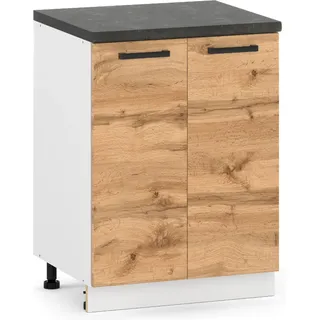 Küchenschrank stehend 2-teilig 60cm Eiche Wotan - Weiß