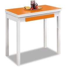 ASTIMESA MLBNA Küchentisch, Metall Glas Holz, orange, 80x40cm