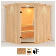 Bild Sauna »Laila«, (Set), 3,6-kW-Plug & Play Ofen mit integrierter Steuerung beige