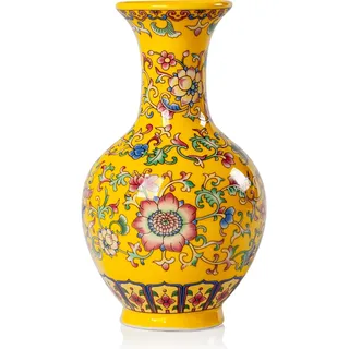 Qinlang 15,2 cm kleine gelbe Blumenvase für Heimdekoration, Keramik-Knospenvase für Blumen – Begonienvase