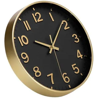 Digitale Wanduhr, stil, 30 cm, modern, kwarts, op batterijen werkende stereo, digitale Wanduhr, schwarz + Gold