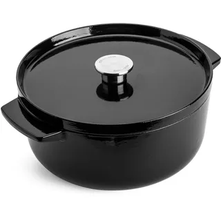 KitchenAid Cast Iron 26cm/5,2L Kasserolle mit Deckel, Hochwertig, Robust & Langlebig, Anbraten, Bräunen,Braten,PFAS-freie Emaille Innenseite,Induktion,Ergonomischer Griff,Ofenfest bis 260°C,Onyx Black