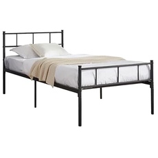 HOGAR24 ES | Einzelbett mit Stauraum unter dem Bett | Metallrahmen mit Beinen 90 x 190 cm | Bettgestell mit Kopfteil | Farbe Schwarz | einfache Montage