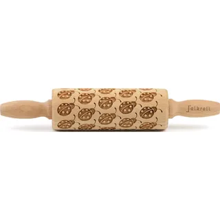 Teigroller FOLKROLL "3D-Motiv-Teigrolle", braun, L:23cm, Massivholz, Teigroller, Teigroller, Marienkäfer