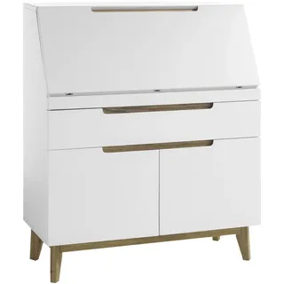 Livetastic Sekretär , Weiß, Eichefarben , Holz, Holzwerkstoff , Asteiche , furniert , 1 Schublade(n) Schubladen , konisch, eckig , 97x113x40 cm , Holzmöbel, Holztische, Schreibtische Holz, Sekretäre Holz