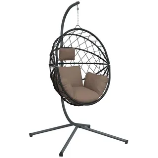 vidaXL Hängesessel Ei-Design mit Ständer Taupe Rattan und Stahl - Taupe