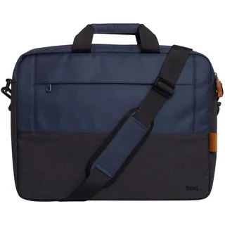 Trust Lisboa Laptoptasche 16 Zoll, Umhängetasche Herren Damen mit Trolley-Gurt, Tasche aus Recycelten PET-Flaschen, Arbeitstasche für Reisen Business MacBook Notebook HP Dell Asus Lenovo - Blau