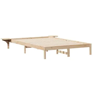 vidaXL Bettgestell mit Nachttischen Natur 140 x 220 cm - Braun