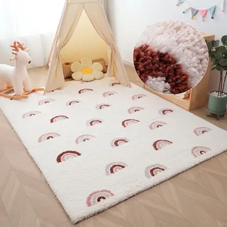 OTTO home Kinderteppich "Regenbogen" rechteckig 20 mm Höhe weich, Pastell-Farben, modernes Design, Kinderzimmer, rosa