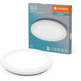 LEDVANCE ORBIS Disc Wand-/Deckenleuchte mit LED, 22W, 1800lm, 3000/4000K, über Wandschalter mit Click CCT einstellbar, 30cm Durchmesser, IP44 Schutz für Badezimmer, Schrauben/Dübel inklusive