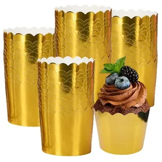 50 Stück goldene Cupcake-Förmchen, 170 ml, Folien-Backförmchen, Einweg-Cupcake-Förmchen, Muffinförmchen, für Party, Hochzeit, Geburtstag, Valentinstag