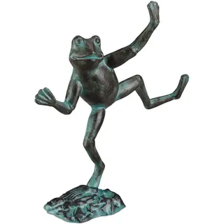 Relaxdays Gartenfigur Frosch , Dunkelgrün , Metall , 31x33x9.5 cm , Dekoration, Dekofiguren & Skulpturen, Dekotiere