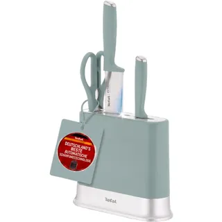 Tefal EverSharp Daily 3-tlg. Messerset, Messerblock + integriertem Schärfer | langanhaltende Schärfe, automatische Klingenschärfung nach jedem Gebrauch, präzise Schnitte bei jeder Anwendung, K329S404