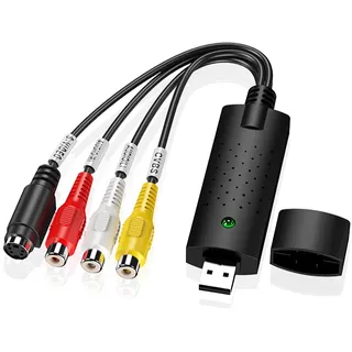 Vinmooog VHS digitalisieren gerät USB 2.0 Video Grabber Hi8 VHS zu DVD Videoaufnahme, Audio- und Videodigitalisierung, VHS zu USB Konverter Für Windows XP 10/8/7