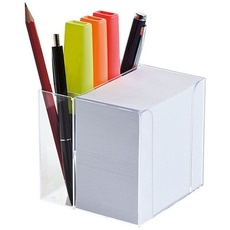 Bild Zettelbox mit Stiftehalter transparent inkl. 700 Notizzettel weiß
