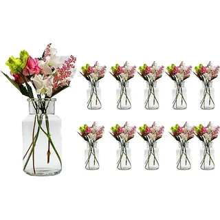 casavetro 10 x kleine Vasen Milk-rund 300 ml kleine Glas-vasen Deko-Flaschen Fläschchen Apotheker(10 x 300 ml-OK)