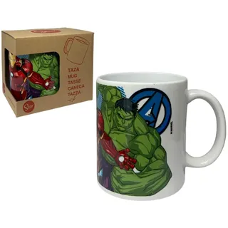 Marvel Avengers Keramikbecher im Mug-Stil mit Sublimationsdruck, Frühstückstasse 325 ml für Kinder