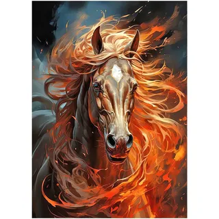 SHEGZHUC Diamond Painting Pferde Feuer 30x40cm Malen nach Zahlen Pferde Diamond Painting Tiere Erwachsene Mosaik Diamant Malerei Kunst Stickerei Kreuzstich Bilder Geschenk Wanddekoration