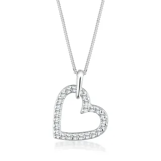 Elli Halskette Herz Anhänger 925 Silber mit Kristallen von Swarovski weiß
