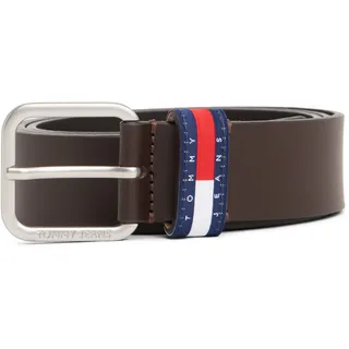 Ledergürtel TOMMY JEANS "TJM RYAN 3.5 cm breit", Herren, Gr. 105, braun (schwarz braun), Rindsleder, Gürtel Ledergürtel, mit Logo auf Gürtelschlaufe