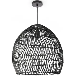 Paco Home Pendelleuchte »ORNA«, Leuchtmittel E27 ohne Leuchtmittel, Pendellampe Rattan Korb Boho Modern Esszimmerlampe Natur Vintage E27, schwarz