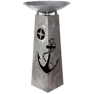 Gilde Metall Schalenständer Blumenständer maritim Anker in antik-Silber, Höhe ca. 95cm x D. 46cm, für drinnen,auf der Terrasse,Wintergarten,Geschenk