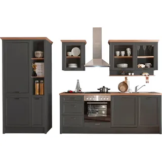 KOCHSTATION Küche »Jasmin« 340 cm breit, wahlweise mit oder ohne E-Geräte, schwarz