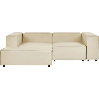BELIANI Ecksofa Beige Leinen L-förmig 2-Sitzer Modulsofa Rechtsseitig Wohnzimmermöbel Modern Wohnzimmer Salon Wohnecke Sitzecke - Beige, Schwarz