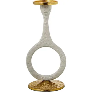 Kerzenständer aus Aluminium in Weiß und Gold, 15 x 14 x 31 cm