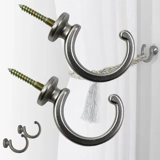 Brateuanoii 2 Stück Metall Raffhalter Vorhanghaken - Ballendesign (Schwarz)