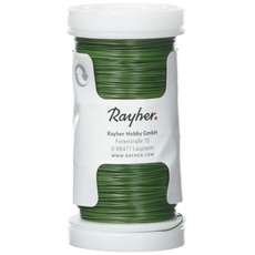 RAYHER HOBBY Rayher 2400113 Blumendraht, grün lackiert, 0,35 mm ø, Spule 100 m, Material Eisen, nickelfrei, Basteldraht, Wickeldraht